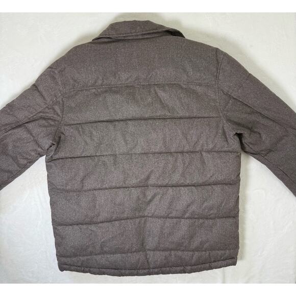 TASSO ELBA Sz Medium Quilted Insulated Puffer Coat Shirt Style Brown Gray - Picture 6 of 6